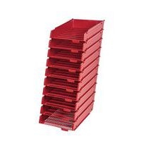 Corbeille à courrier ajourée antichoc souple, dim. 34x25x6,5 cm (Ensemble de 10) - Rouge - Image principale