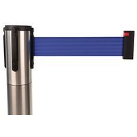 Poteau chromé sangle bleu 2m base à roulettes chromé - Image 3