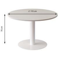 Table de réunion ronde Ø 115 cm Easy Office plateau Blanc pied blanc - Image 2