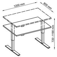 Bureau droit hauteur réglable électrique Evol 120 x 80 cm Plateau Gris - Image 2