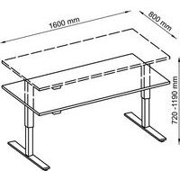 Bureau droit hauteur réglable électrique Evol 160 x 80 cm Plateau Gris - Image 3