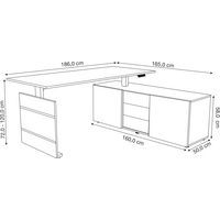 Bureau électrique 200 cm Blanc avec rangement Move 3 - Image 2