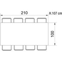 Table réunion haute Greko 210x100 cm 2 pieds 9006 alu plateau blanc - Image 2