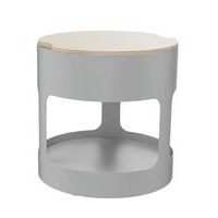 Pouf OROND sur roulettes Gris assise bois - Image principale