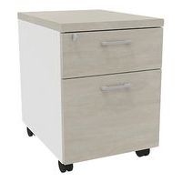 Caisson mobile bois 2 tiroirs (dont 1 DS) blanc/béton - Image principale