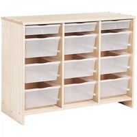 Meuble bas 12 bacs incolores - Teinte Bouleau - Image principale