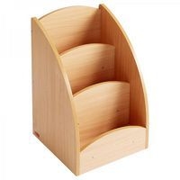 Bac à livres présentoir à roulettes 3 compartiments - Teinte hêtre - Image principale