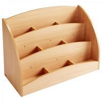 Bac à livres présentoir à roulettes 9 compartiments - Teinte hêtre - Image principale