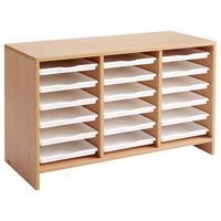 Meuble bas 18 plateaux blancs - Teinte Hêtre - Image principale