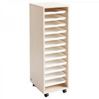 Colonne haute MobiNathan 12 plateaux blancs - Teinte bouleau - Image principale