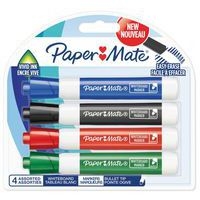 Pochette 4 marqueurs PaperMate effaçables à sec pointe ogive couleurs assorties - Image principale