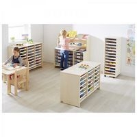 Meuble bas 24 plateaux blancs - Teinte Bouleau - Image 2