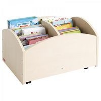 Bac à livres 2 cases bas à roulettes - Teinte bouleau - Image 2