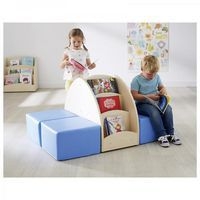 Bac à livres présentoir à roulettes 3 compartiments - Teinte bouleau - Image 3