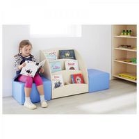 Bac à livres présentoir à roulettes 6 compartiments - Teinte bouleau - Image 2