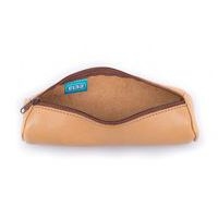 Elba Fourre-Tout Rond 6x21cm à Fermeture Eclair Cuir Naturel Beige - Image 3