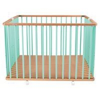 Parc pliant carré GABY (plancher réglable et roulettes) Hybride Vert Mint - Image principale