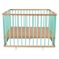 Parc pliant carré GABY (plancher réglable et roulettes) Hybride Vert Mint - Image 2