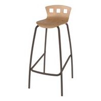 Tabouret 4 pieds hauteur 80 cm coque Caro bois naturel - noisette cuir - Image principale