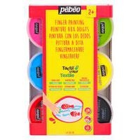Ensemble 6 pots 100 ml gouache aux doigts textile Pebeo couleurs classiques - Image 3