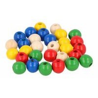 Sachet 30 perles bois rondes multicolores 15 mm - Image 2