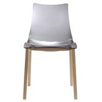 Lot de 2 chaises Zebra antichoc 4 pieds - transparent fumé/hêtre naturel - Image principale