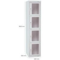 Vestiaire porte transparente 4 cases - 1 colonne lg 40cm Gris/Gris - Image 2