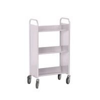 Chariot à livres 3 tablettes inclinées simple face gris 7036 - Image principale