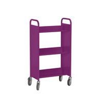 Chariot à livres 3 tablettes inclinées simple face prune 4006 - Image principale