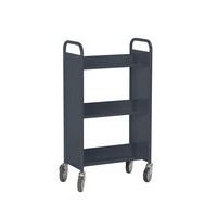 Chariot à livres 3 tablettes inclinées simple face anthracite 7016 - Image principale