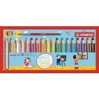 Etui carton 18 crayons couleurs assorties gros module Woody + 1 taille crayons en plastique gros module + 1 pi - Image principale