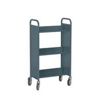 Chariot à livres 3 tablettes inclinées simple face bleu gris 7031 - Image principale