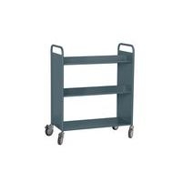 Chariot à livres 6 tablettes inclinées double face bleu gris 7031 - Image 3