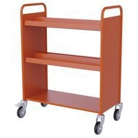 Chariot à livres double face, 4 bacs CD/DVD coloris orange RAL 2004 - Image principale