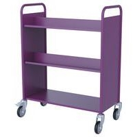 Chariot à livres 4 tablettes inclinées+1 droite double face prune 4006 - Image 3