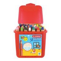 Schoolbox 38 crayons couleurs assorties gros module Woody + 3 taille-crayons gros module offert - Image principale