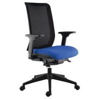 Fauteuil Max accoudoirs 3D dossier résille noire assise bleu - Image principale