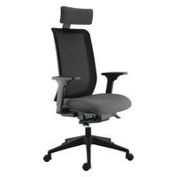 Fauteuil Max acc. 3D + têtière dos. résille noire assise gris moyen - Image principale