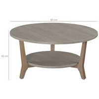 Table basse Zélos Ø 80 cm 2 plateaux hêtre/chêne foncé - Image 3
