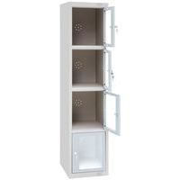 Vestiaire porte transparente 4 cases - 1 colonne lg 40cm Gris/Gris - Image 3