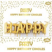 Bougies métalliques Happy Birthday, or - Image principale