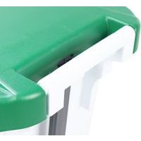 Poubelle mobile à pédale 60 L blanc couvercle vert - Image 9
