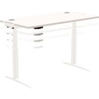 Bureau réglable Levado -Piètement blanc Plateau 140cm Gris - Image 4