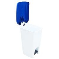 Poubelle mobile à pédale 60 L blanc couvercle bleu - Image 3