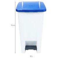 Poubelle mobile à pédale 60 L blanc couvercle bleu - Image 8