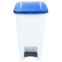 Poubelle mobile à pédale 60 L blanc couvercle bleu - Image 4