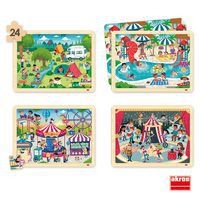 Lot de 4 puzzles 'Les loisirs' de 24 pièces en bois. - Image 2