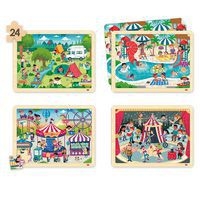 Lot de 4 puzzles 'Les loisirs' de 24 pièces en bois. - Image 3