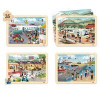 Lot de 4 puzzles 'Les transports' de 35 pièces en bois. - Image 6