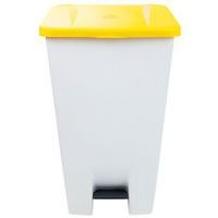 Poubelle mobile à pédale 120 L Blanc / Jaune - Manutan - Image 10